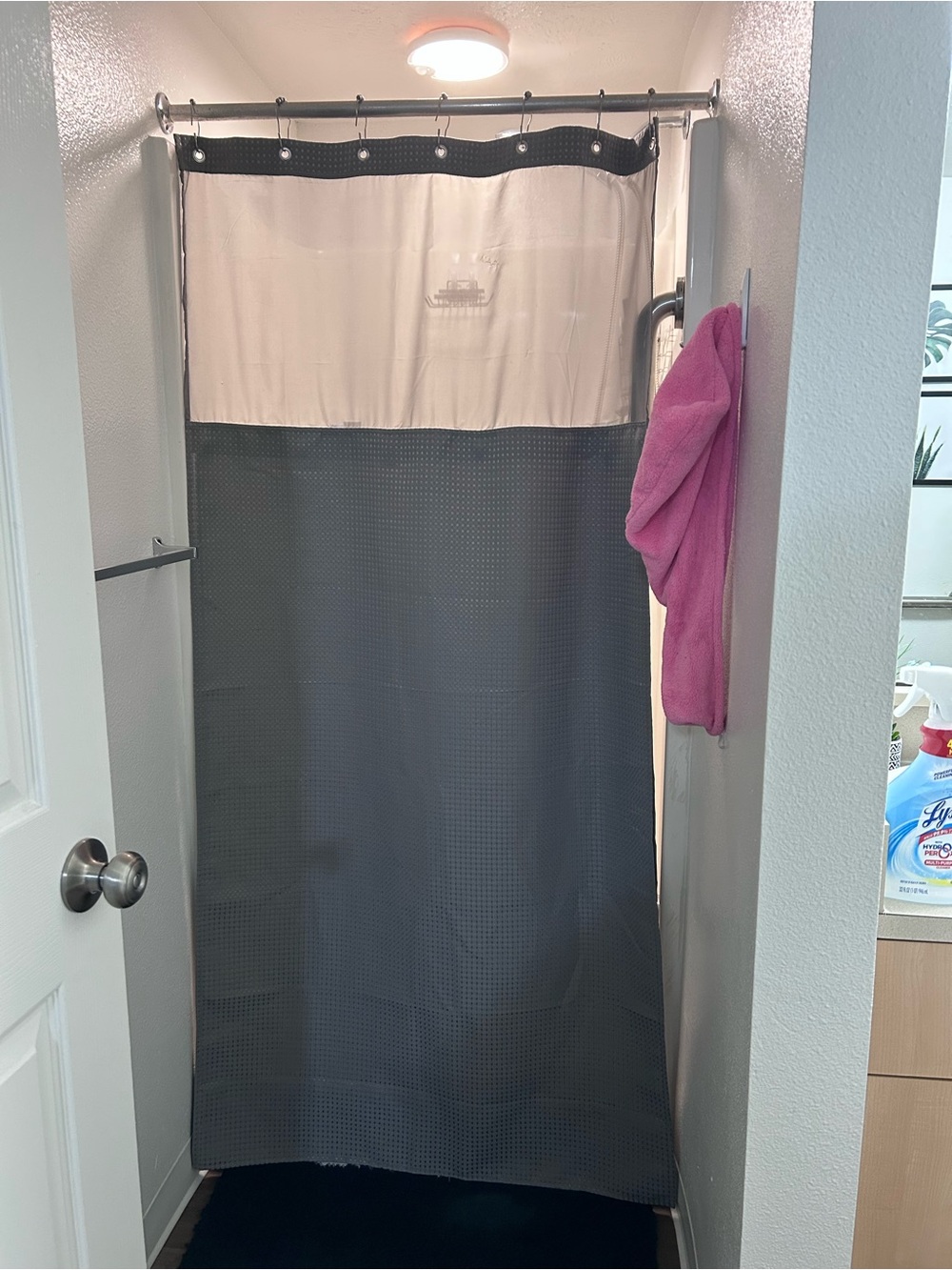 N&Y HOME Waffle Shower Curtain Set Gray 36x72 w/ Liner & Hooks
